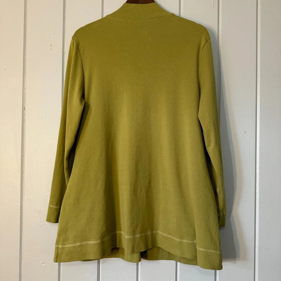 Soft Surroundings Northport Jacket Snap Button Up Long Green Cardigan Size L - Picture 9 of 9